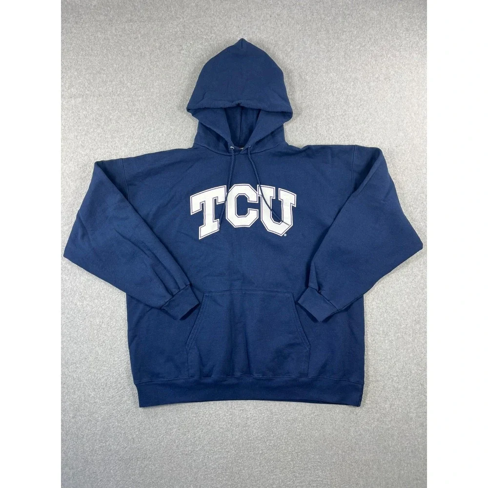 Vintage TCU Horned Frogs Sweatshirt Mens XL Purple Y2k 90s Hooded Loose Fit